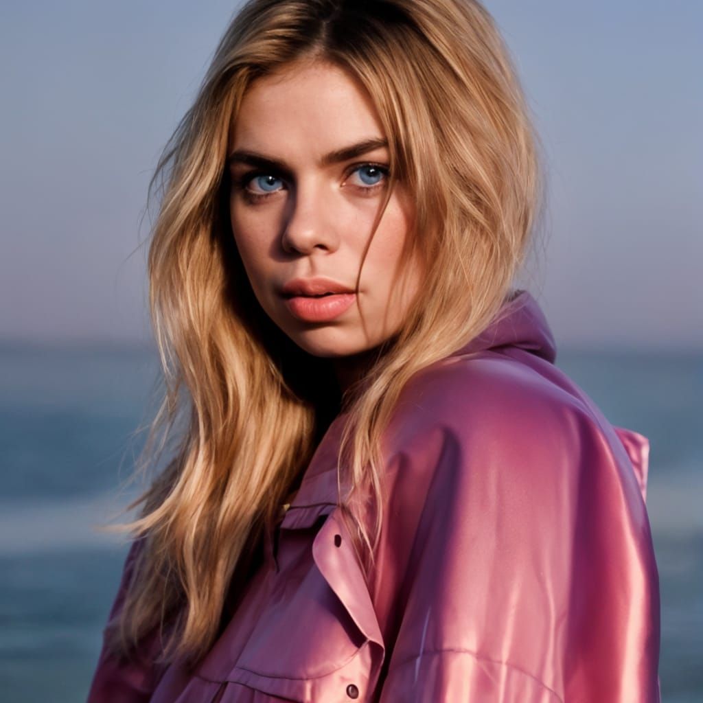 Realistic Portrait of a Blonde Woman in Metallic Sari