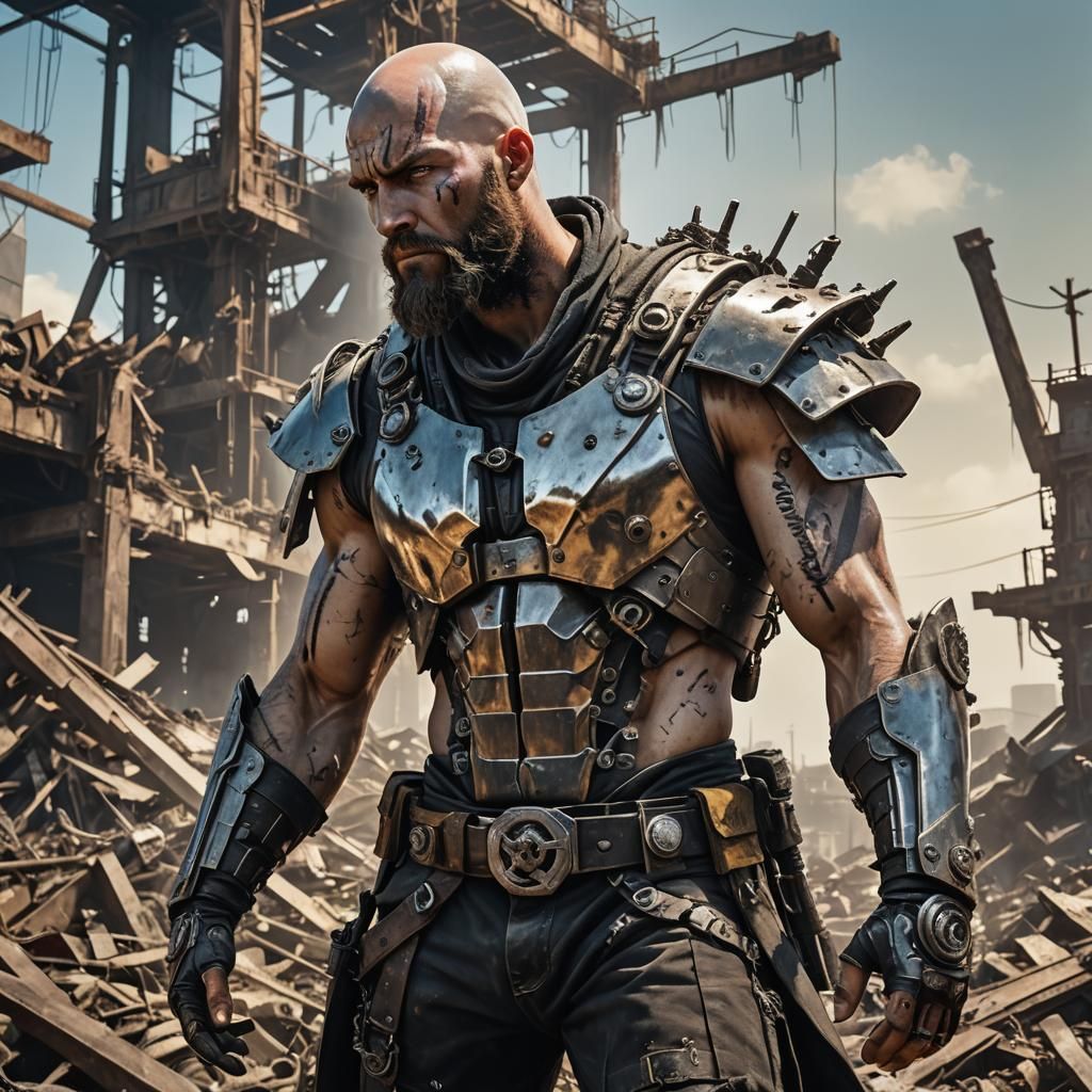 Cyberpunk Warrior on Scrap Heap