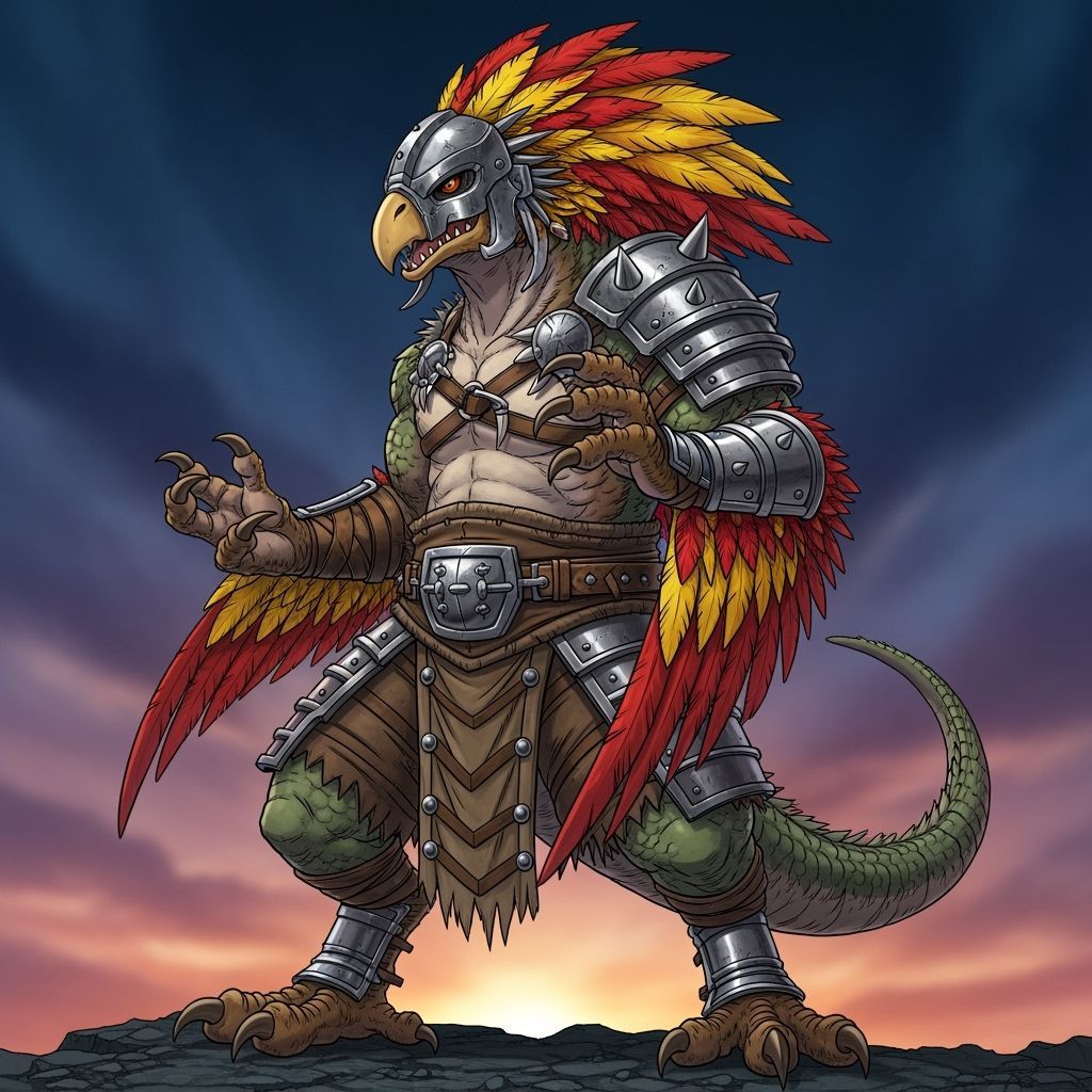 Barbarian Rirdian Warrior with Mask in Dynamic Pose