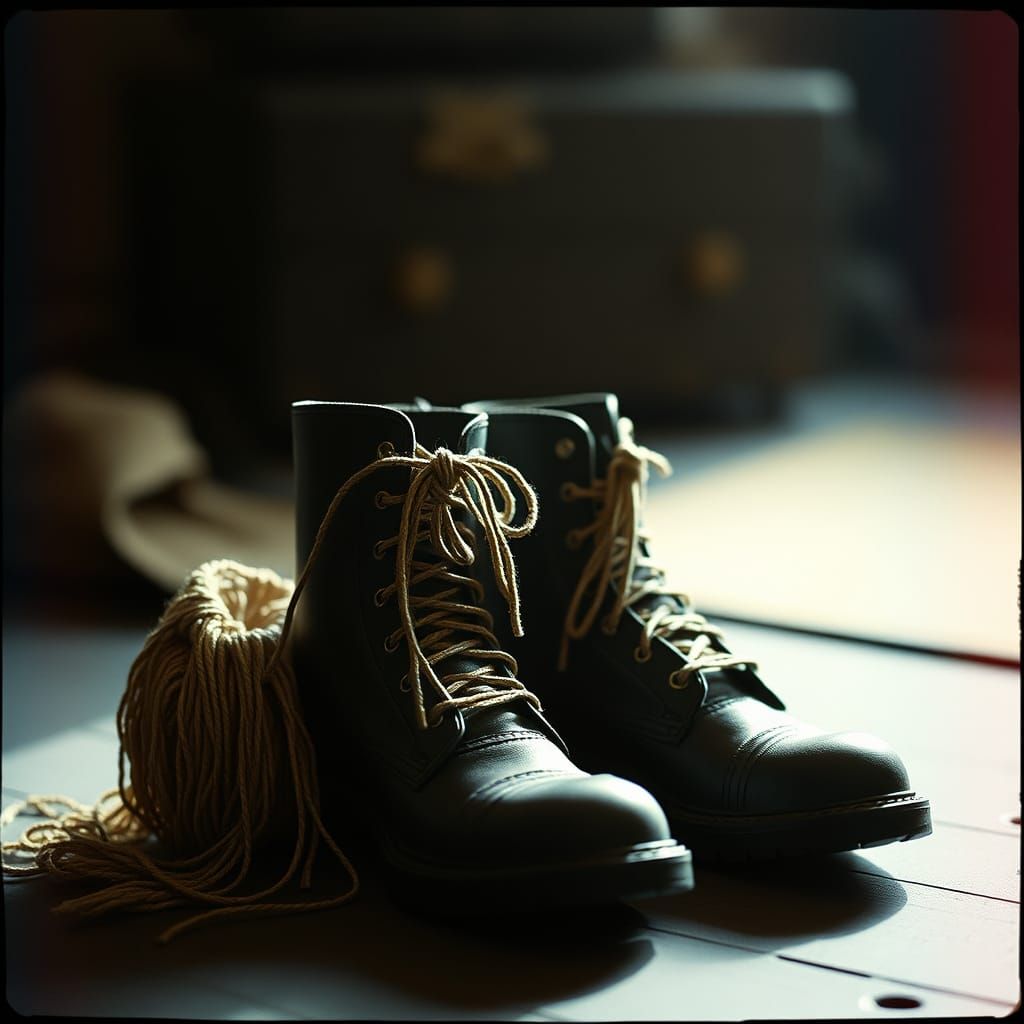 Ethereal Cinematic Masterpiece of Vintage String Boots