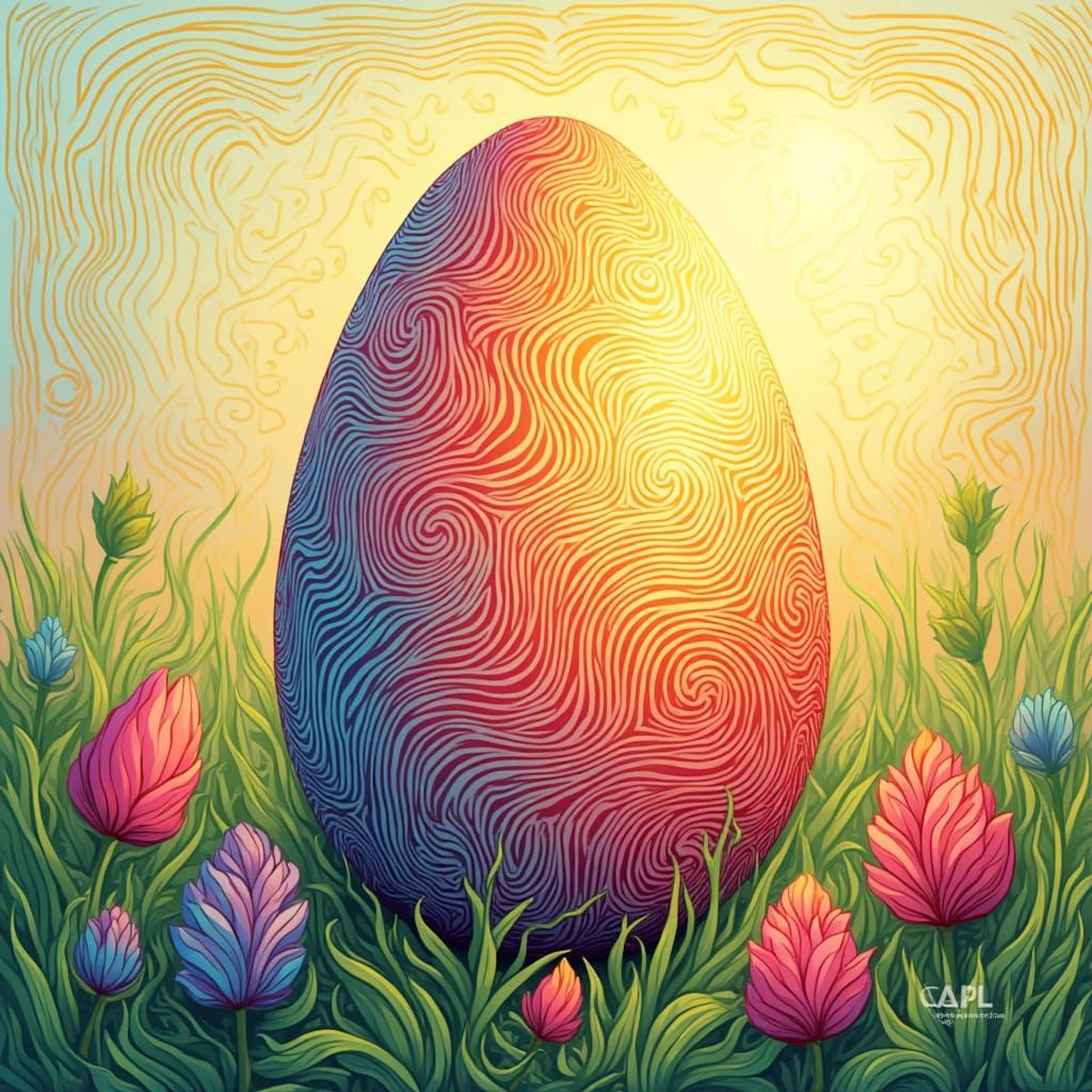 Optimistic Easter Card in Vibrant Fractal Style