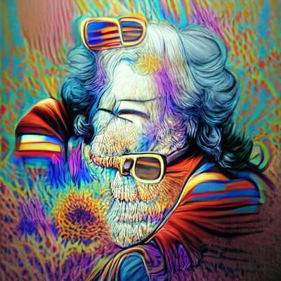 Psychedelic Portrait in Moebius Style