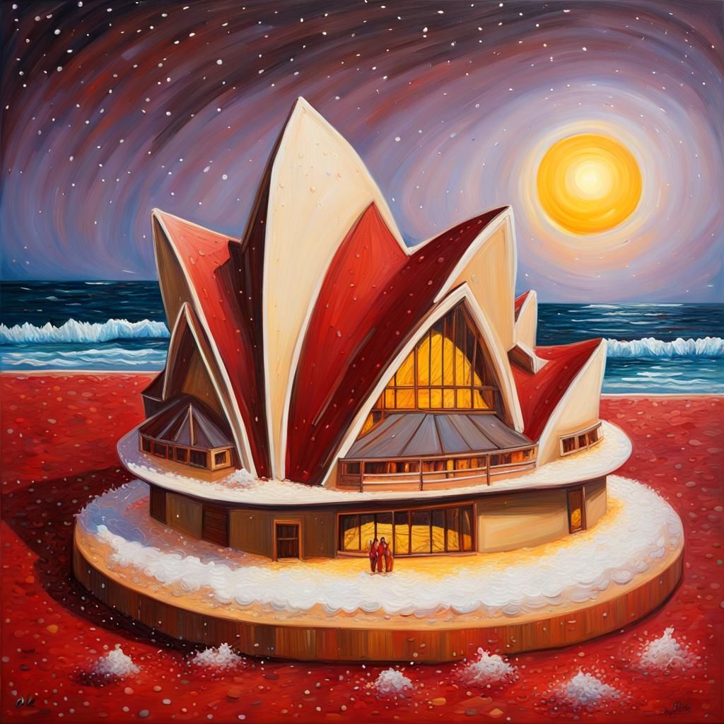 Quilling Sydney Opera House Christmas Cake Desert Beach