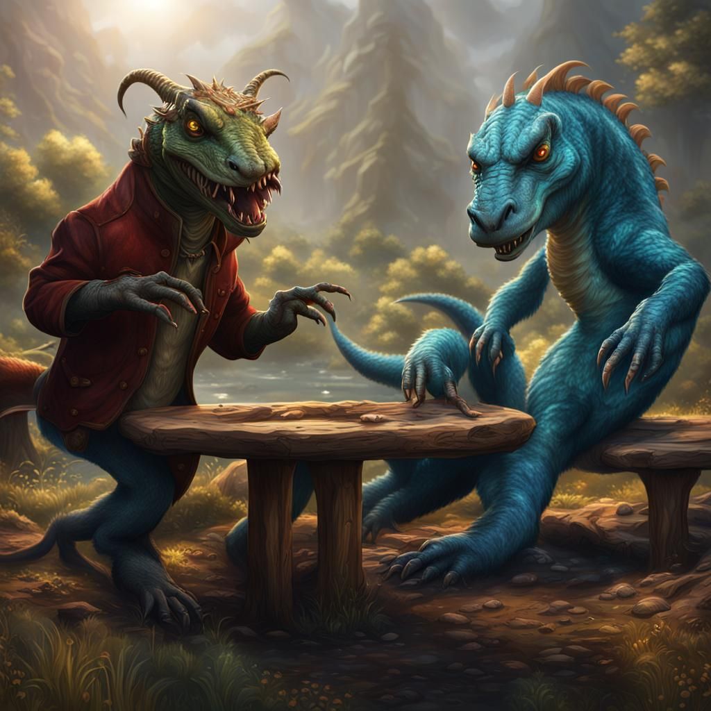 Chupacabra and Nessie Play Tag: Fantasy Concept Art