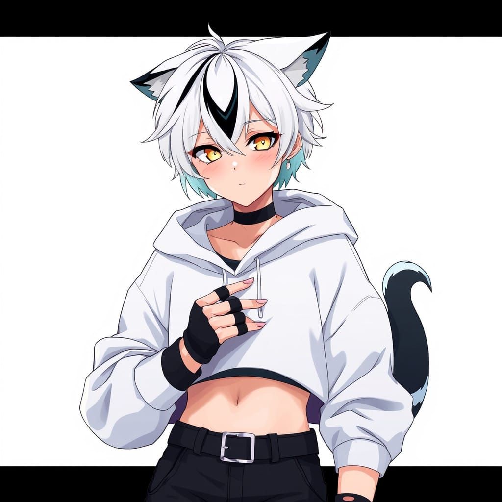 Young Genderfluid Anime Character with Edgy Style