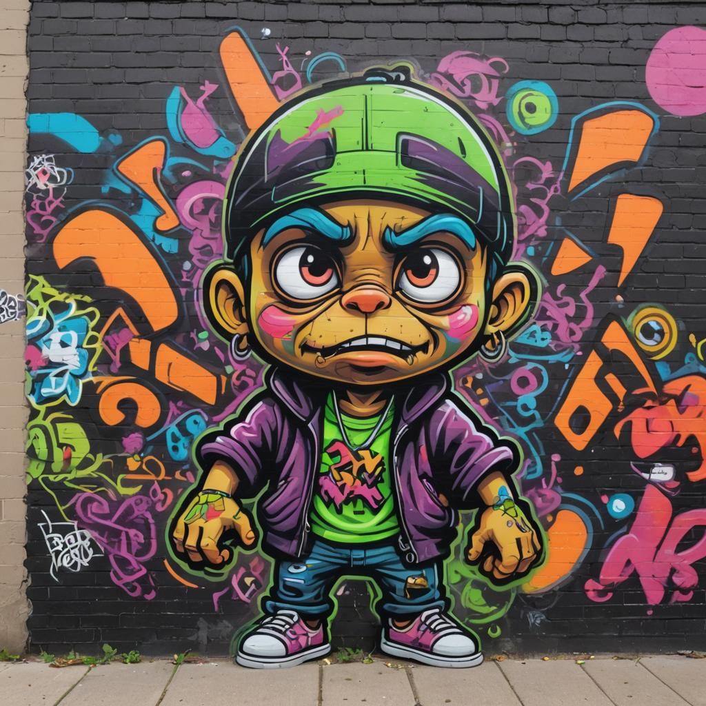 Vibrant Graffiti Thug in Neon Colors