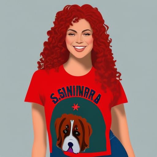 Redhaired Student in Saint Bernard T-Shirt, Cel-Shaded Digit...