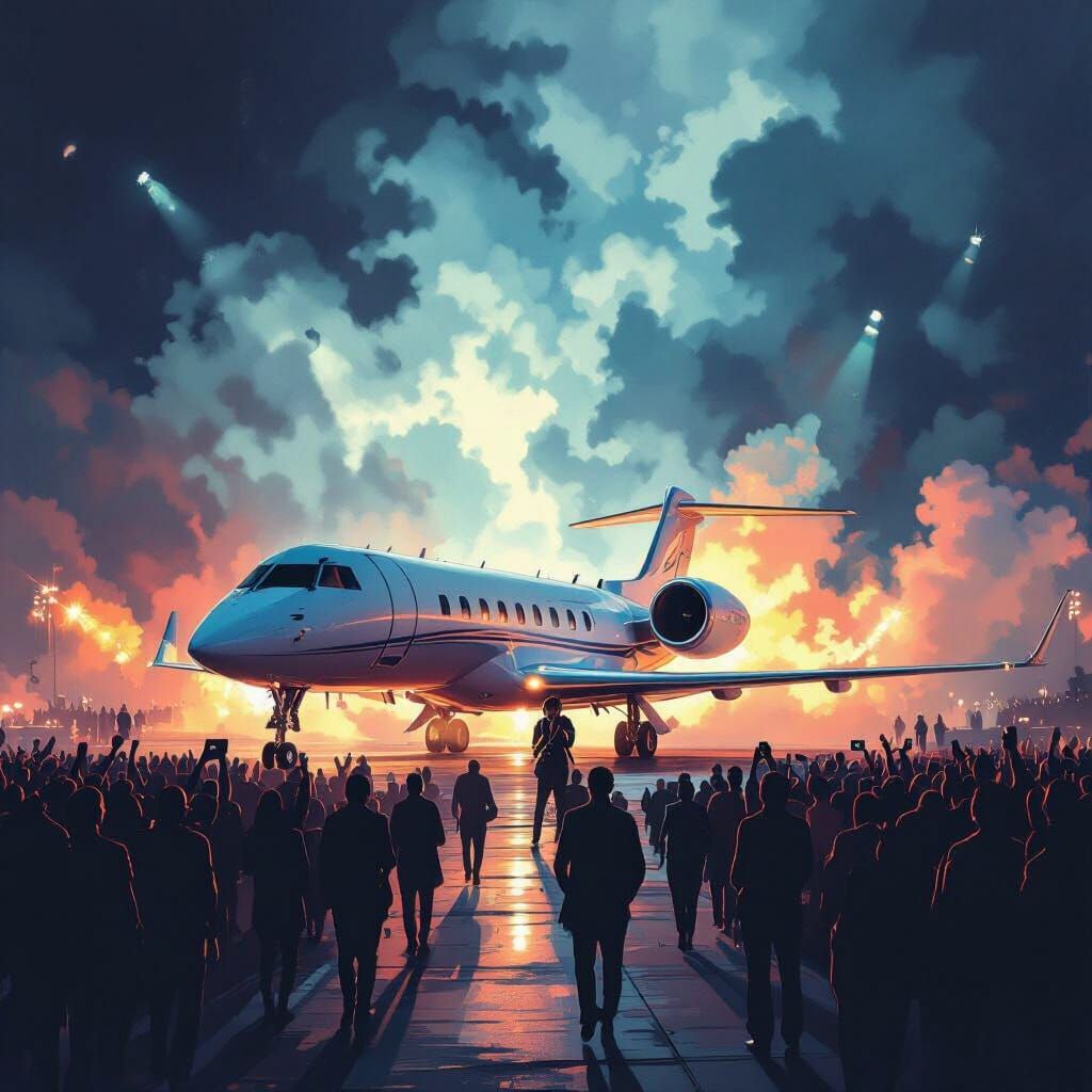 Private Jet Emissions at Concert Digital Painting