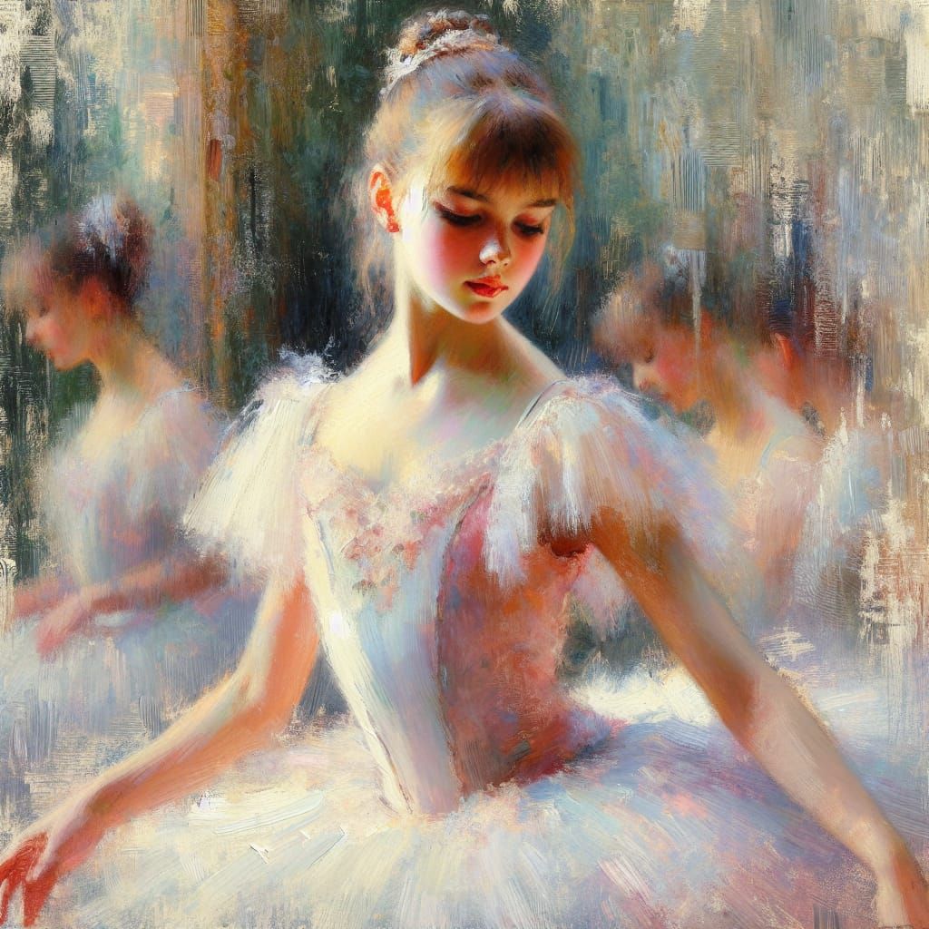 Ballerina in Impressionist Style with Pastel Colors