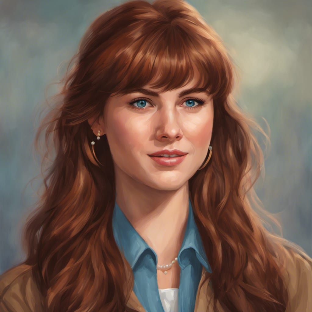 1980s Yearbook Portrait of a Preppy Auburn-Haired Woman