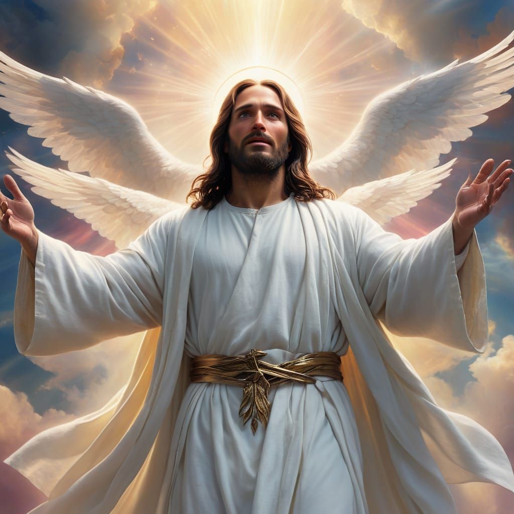 Jesus Christ Descending in Divine Light: Digital Art