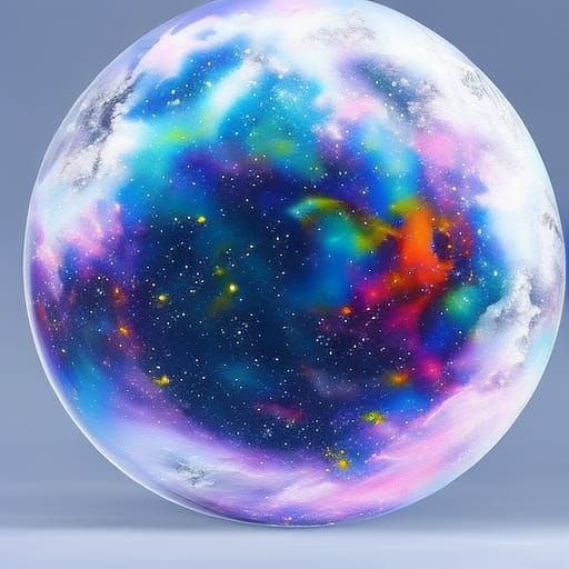 Navy Galaxy Crystal Sphere in Graffiti Art Style