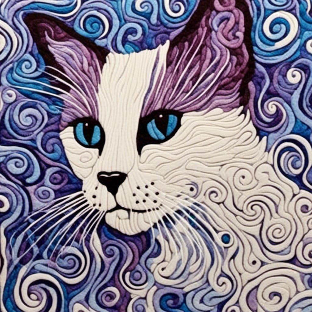 Abstract Kitten with Swirling Fur Patterns