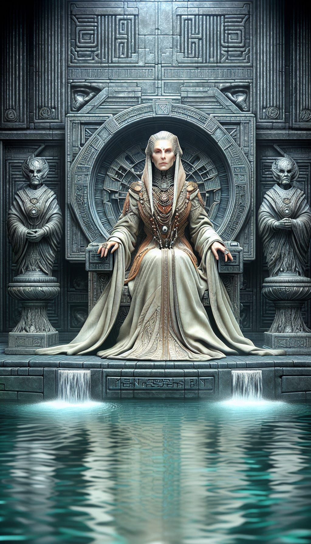 Bene Gesserit Seer in Futuristic Setting