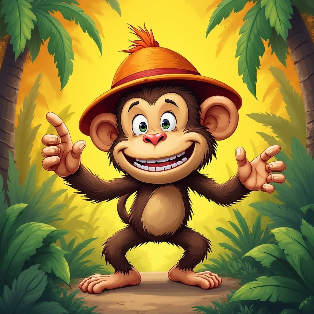 Vibrant Jungle Monkey in Playful Pose
