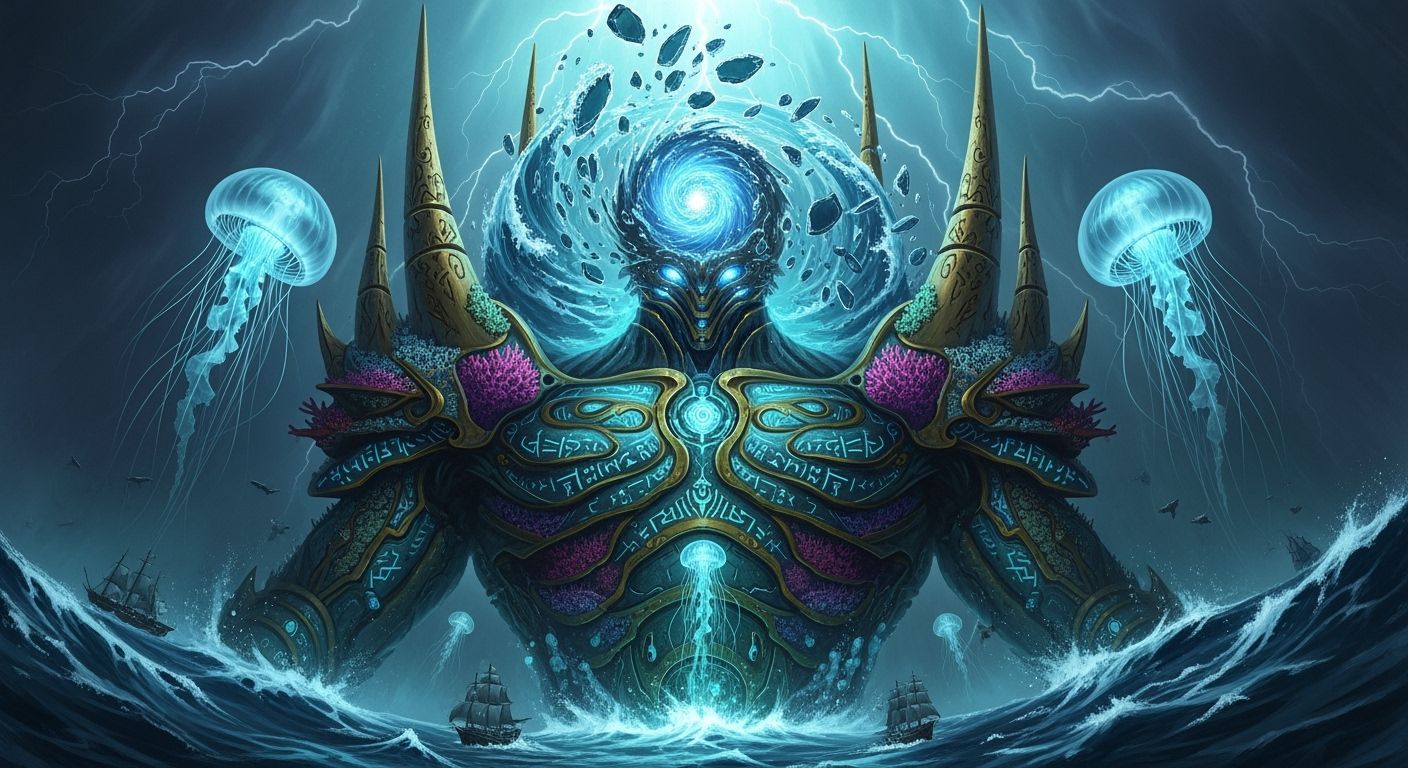 Oceanic Oracle Rising: Biomechanical Art Nouveau Fusion