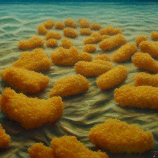 Chicken Nuggets Under the Sea: Oil Painting