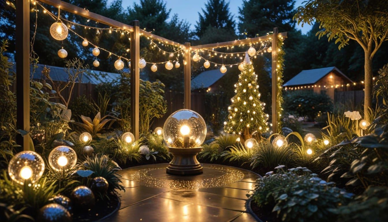 Golden Garden with Gnome and Mirror Ball