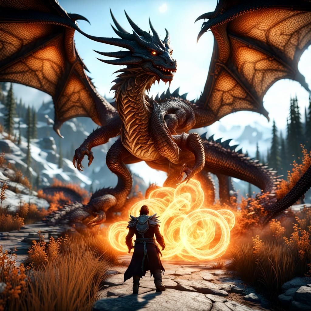 Epic Skyrim Spriggon and Dragon Encounter