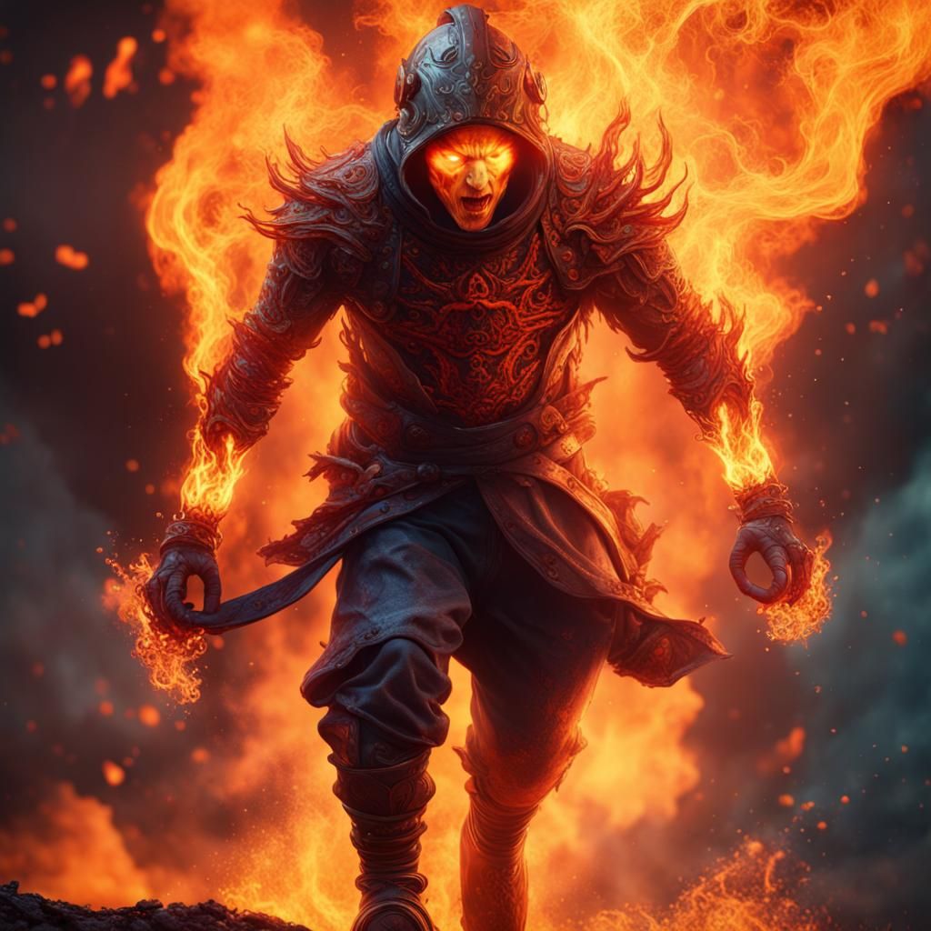 Person on Fire: Detailed Matte Painting