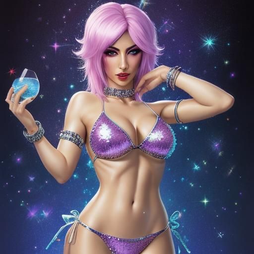 Psychic Figure in Sequin Bikini: Erotic Art