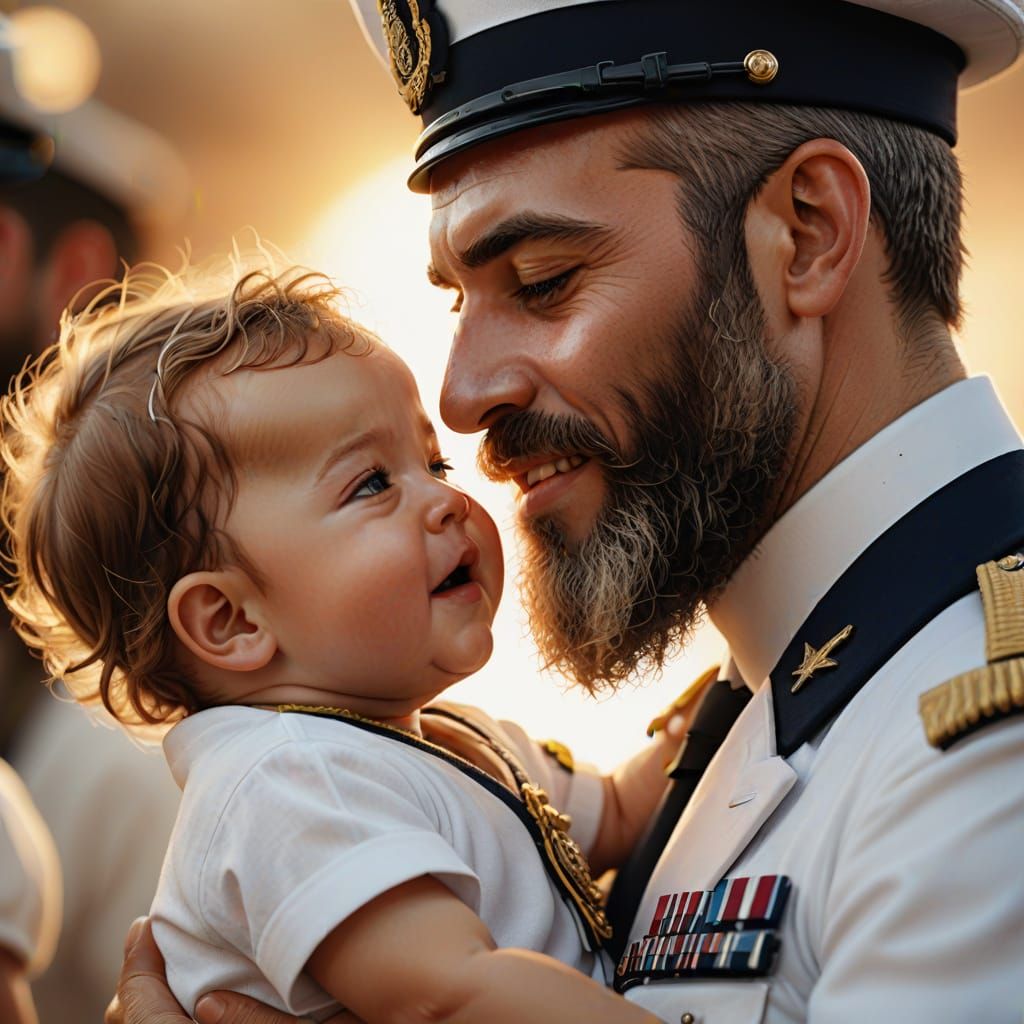 Israeli Navy Officer with Twin Babies
