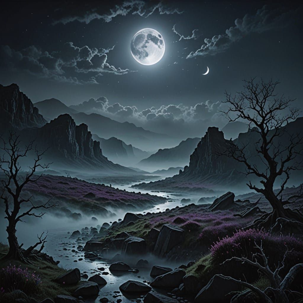 Ethereal Lunar Eclipse in Mystical, Dreamlike Quality