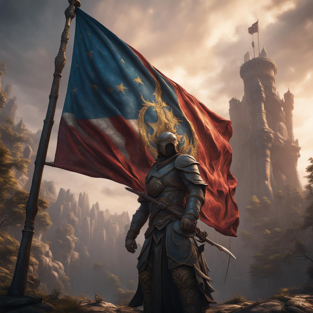 Detailed Flag Matte Painting in Deep Color