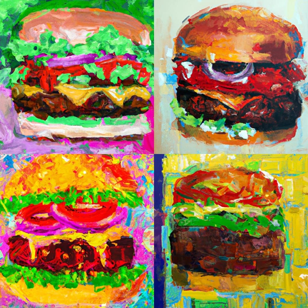 Neo-Impressionist Burger in Expressionist Oil Painting