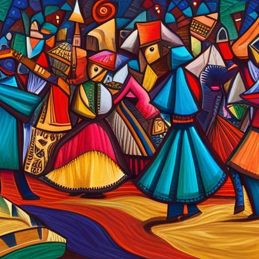 Folkloric Street Dance in Abstract Style