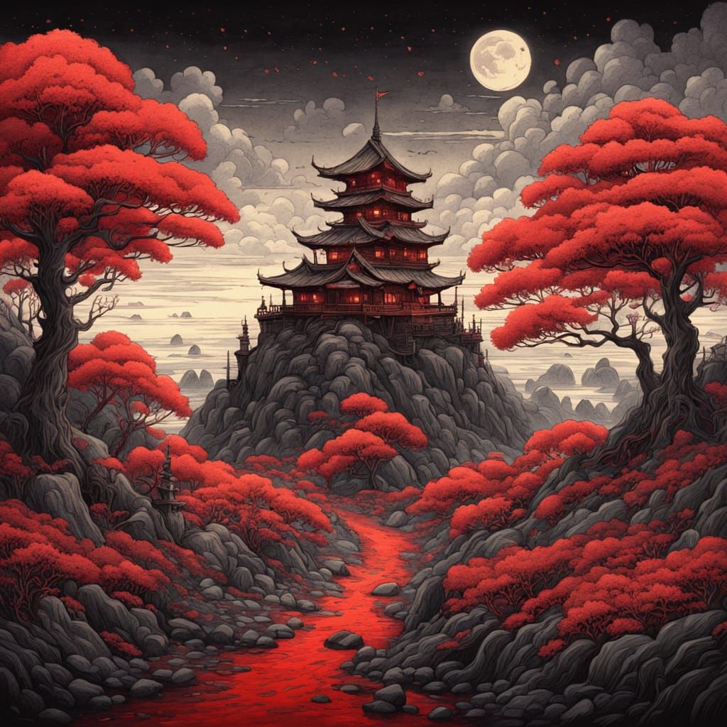 Dreamscape of Lilies in Charcoal and Ink