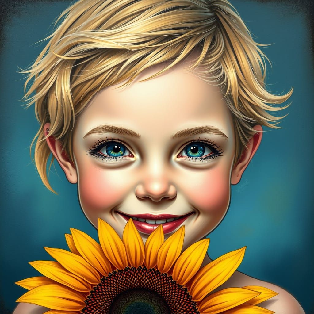 Girl with Sunflower in David Mack Style