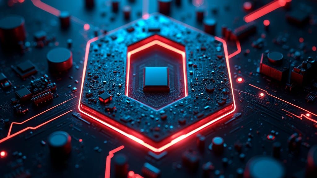 Futuristic Motherboard Number 0 In Cyberpunk Style