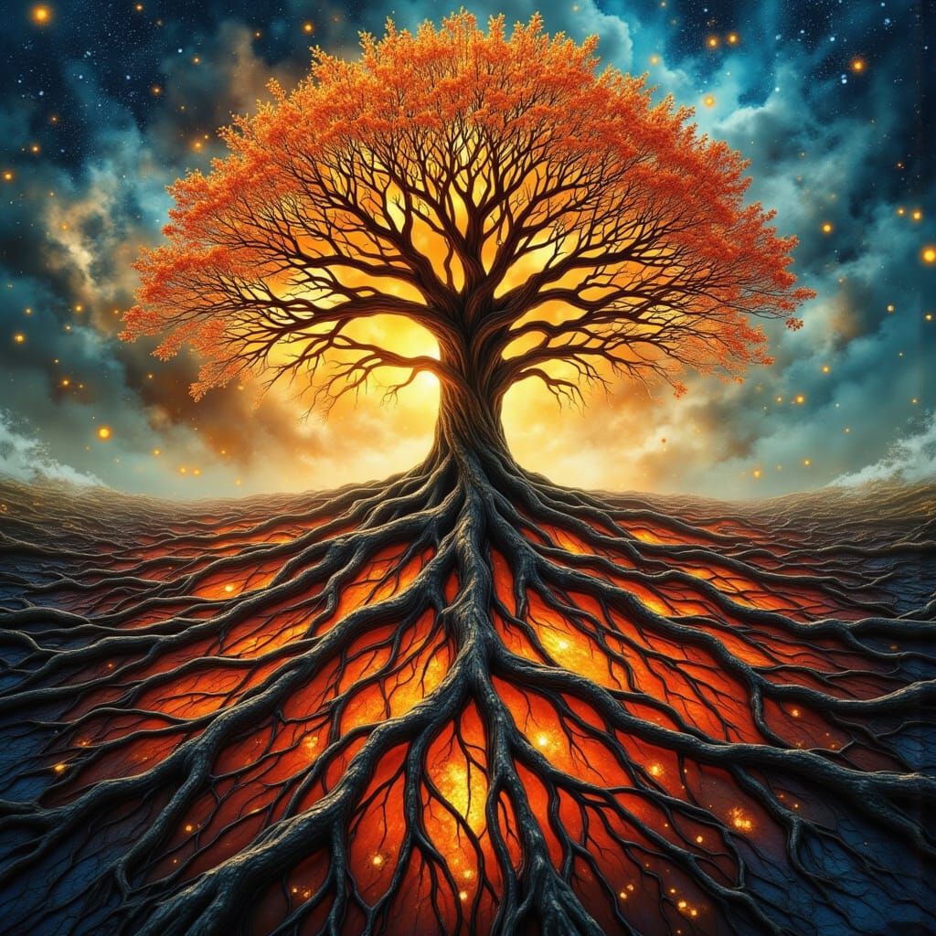 Tree Roots Emerging in Bauhaus Style