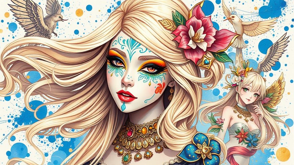 Enchanting Fantasy Portrait in Whimsical Style with Intricat...