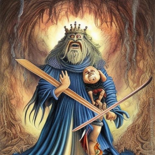 King Solomon with Scimitar: Hyperrealistic Digital Painting