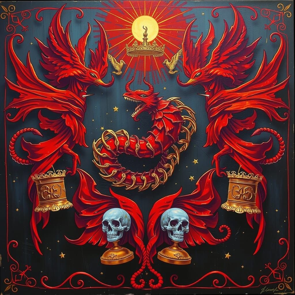 Abstract Swirling Forms in Vibrant Red Hues