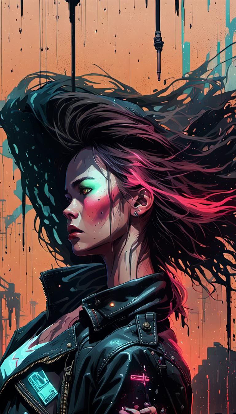 Neon Alleyway Concept Art in Dystopian Style