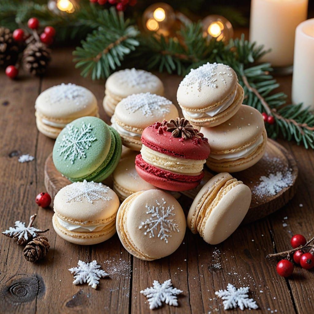 Sugar-Dusted Macarons in a Winter Wonderland