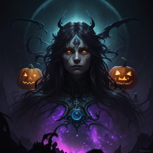Galaxy Pumpkins in Dark Fantasy Style