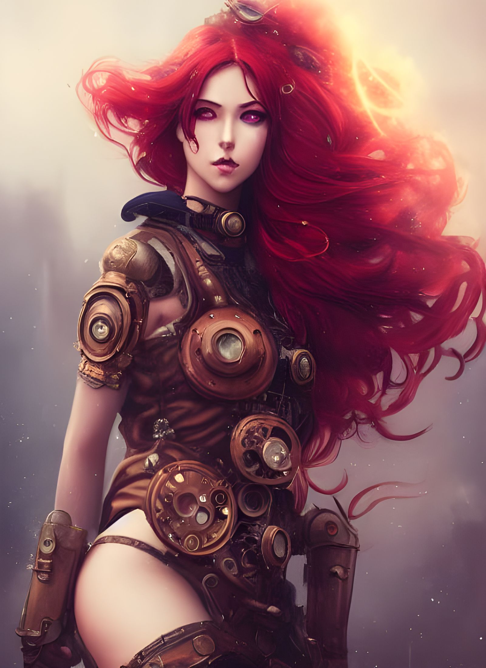 Steampunk Romani Goddess in a Galaxy Landscape