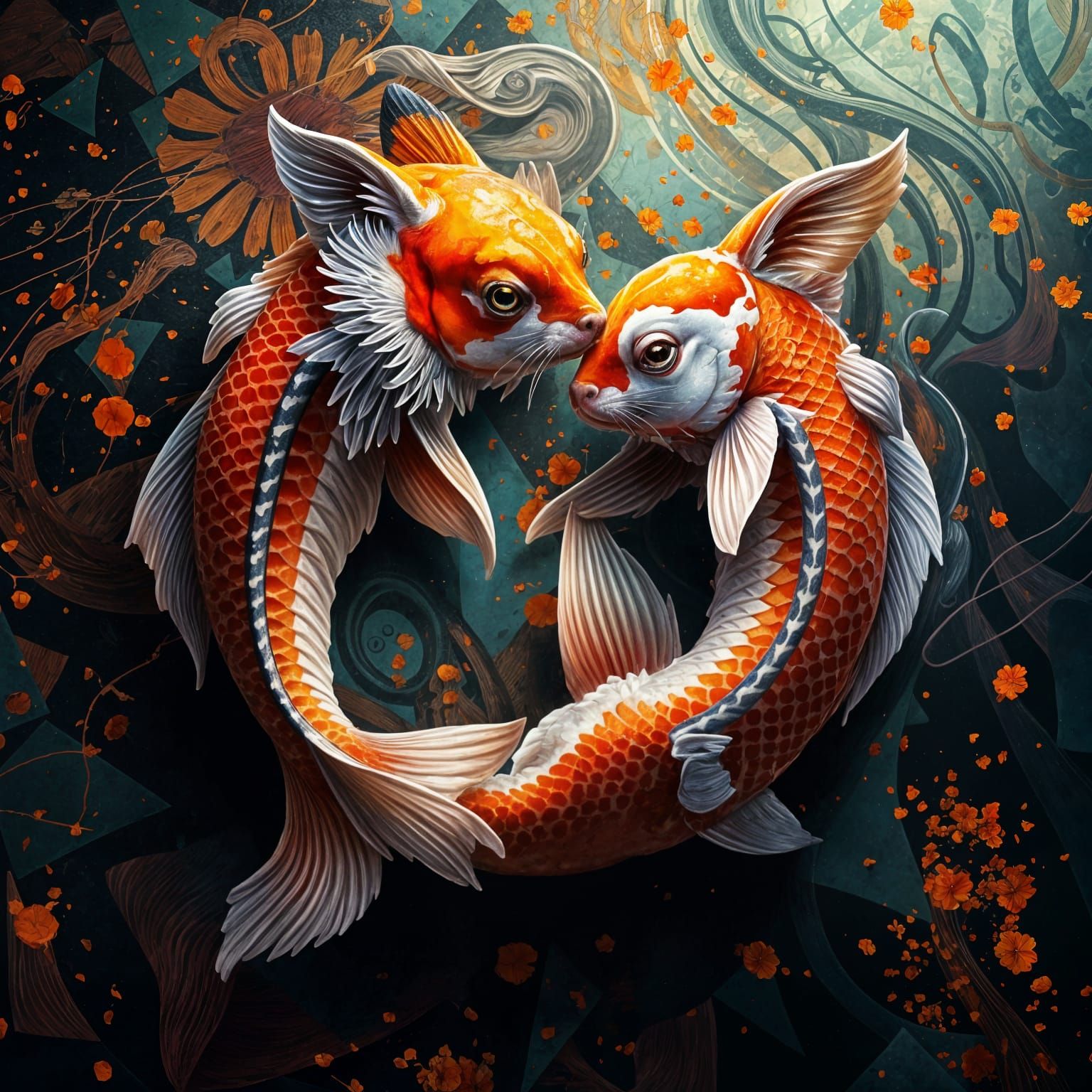 Fox Koi Yin Yang Splash Art