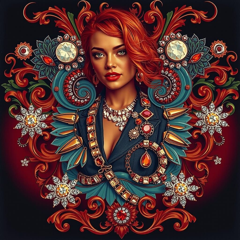 Confident Woman with Ginger Hair and Green Eyes