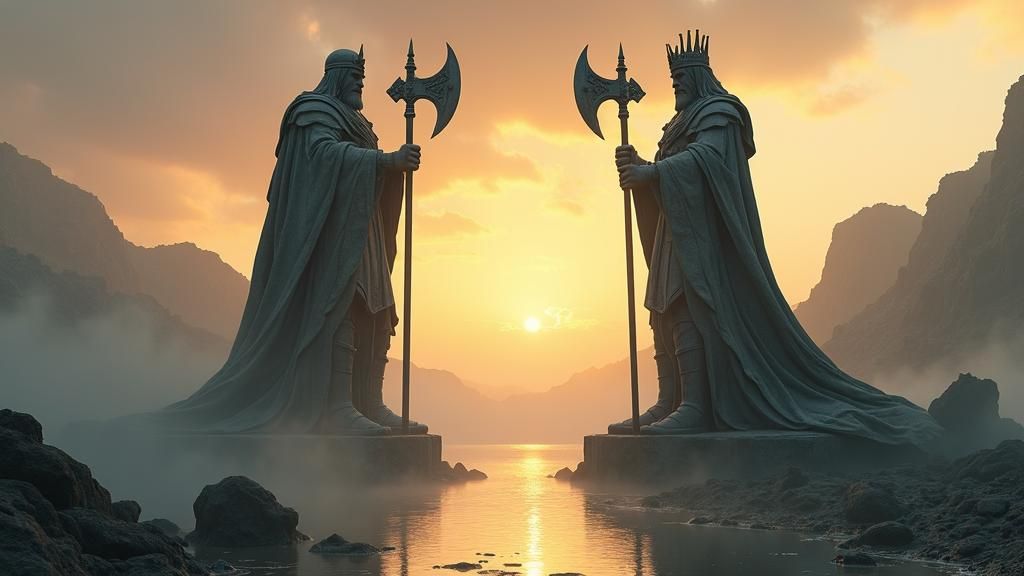 Majestic Statues Guarding Gondor's Northern Border