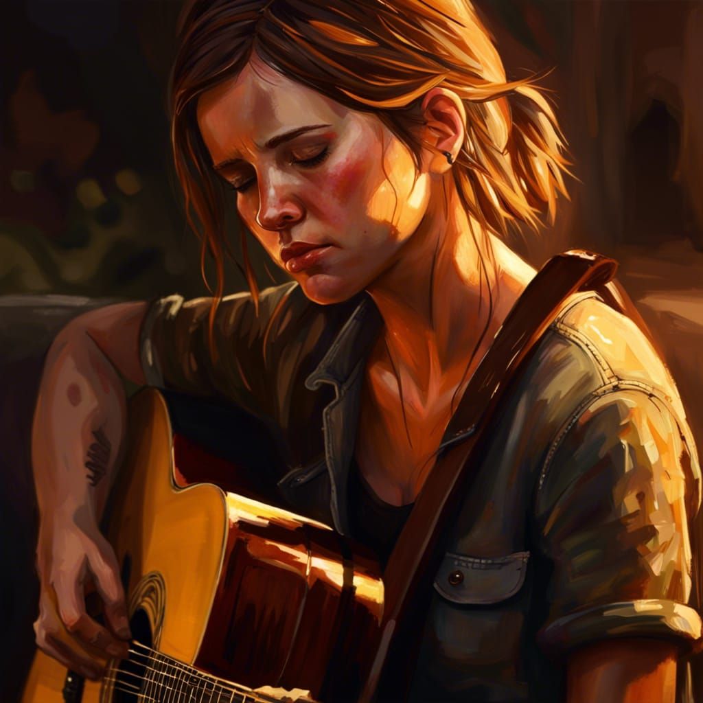 Ellie from The Last of Us 2 Guitar Painting
