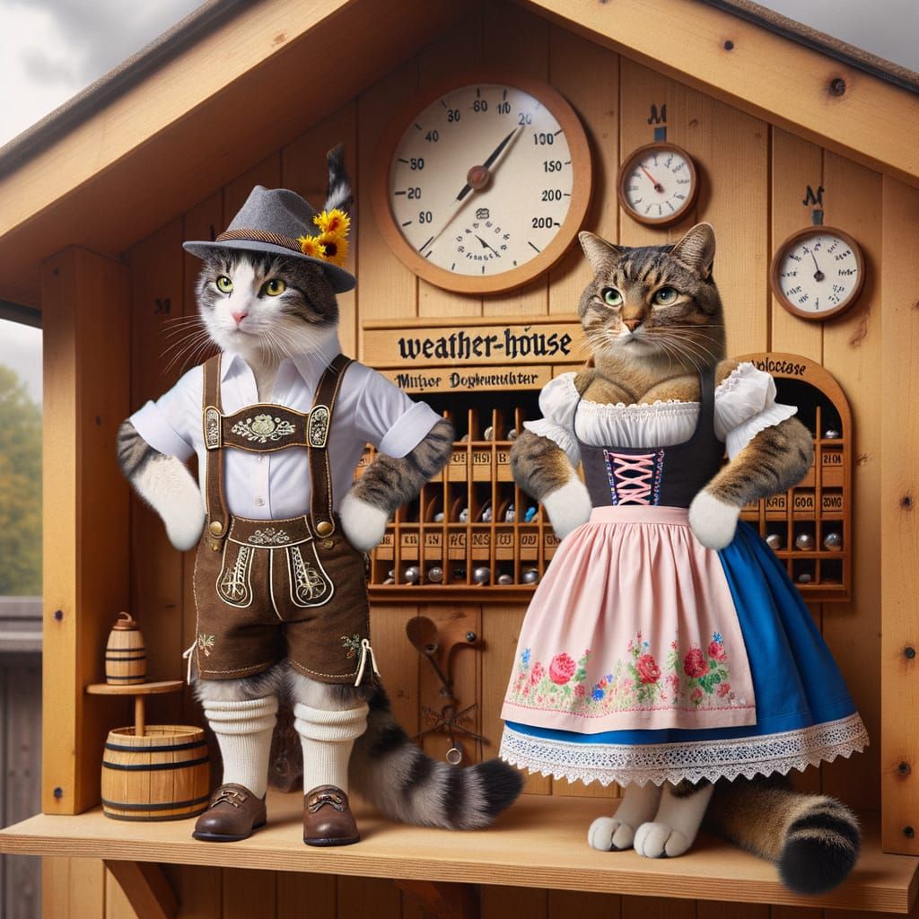 Anthropomorphic Cats in German Weather-House