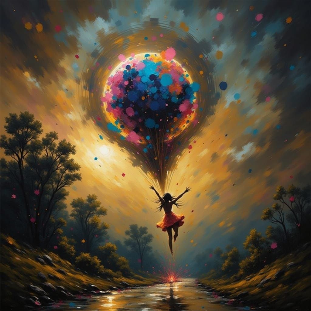 Vibrant Abstract Color Explosion in Glossy Acrylic Style