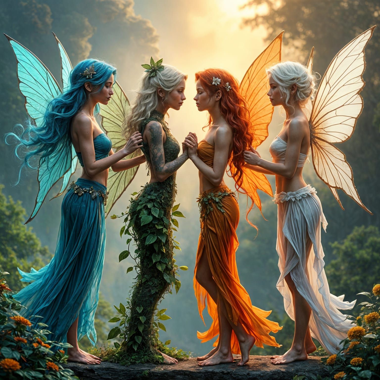 Elemental Fairies: Water, Earth, Fire, and Wind