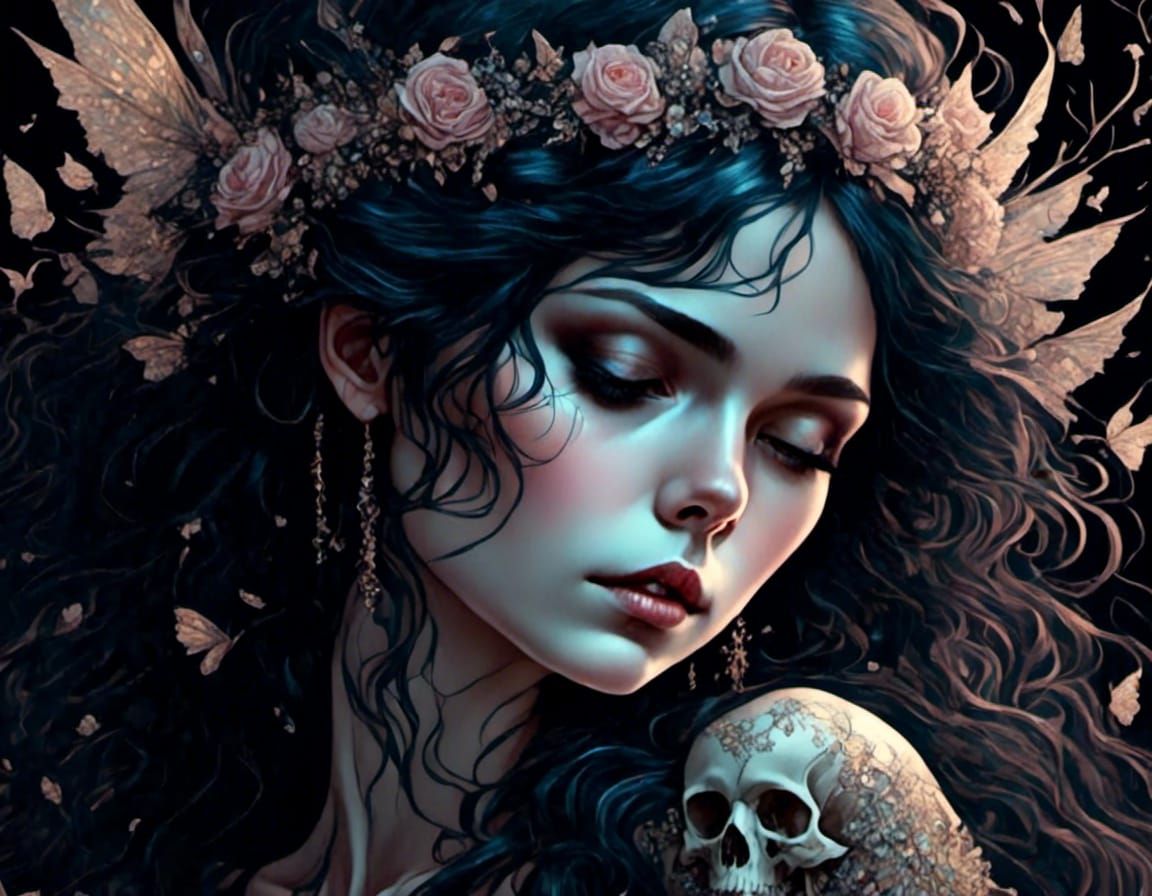 Ethereal Skeleton Fairy in Dreamlike Setting