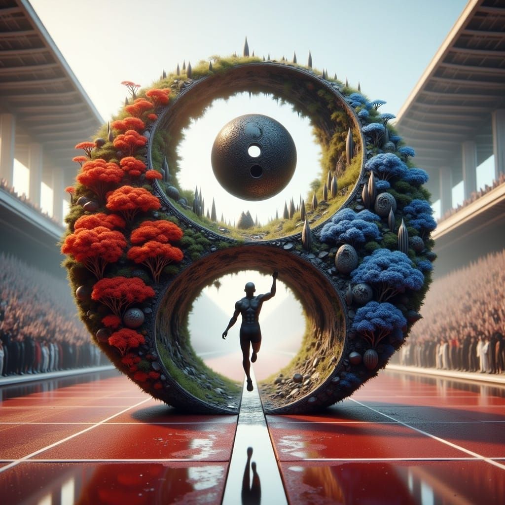 Runner's Yin-Yang Victory: A Harmonious Finish